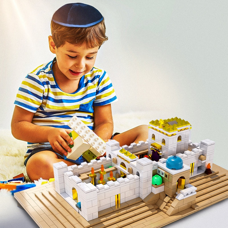 Aleph Brick Bais Beit Bet Hamikdash build set little boy playing room scene 1 lit